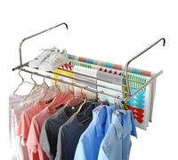 Étendoir à vêtements rotatif - Cintre de balcon en acier inoxydable | système d'aération extensible | Porte-vêtements multi-niveaux réglable à 10 niveaux, organisateur de chaussettes, sous-vêteme