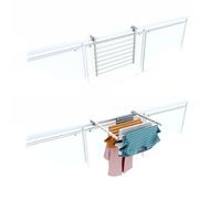 Étendoir balcon pliable et inclinable aluminium résistant - blanc - 62x63x8 cm DUO