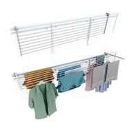 Étendoir balcon pliable et inclinable anti-rouille - blanc - 162x63x8 cm DUO
