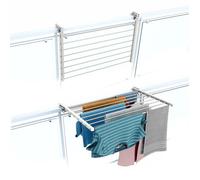 Étendoir balcon pliable et inclinable anti-rouille - blanc - 82x63x8 cm DUO