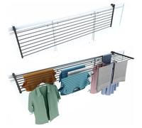 Étendoir de balcon pliable acier inox + aluminium 202 cm robuste fixation balustrade couleur anthracite