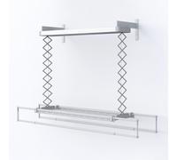 Foxydry Pro, étendoir à Linge électrique, Mural, à air Chaud, 122 cm | gain de place, en aluminium, télécommandé, motorisé, pour draps, éclairage LED, supporte 35 kg, gris