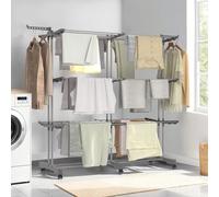 IDMarket - Séchoir à Linge Vertical Pliable et Extensible 3 Niveaux Maxi capacité 40M INOX et Gris