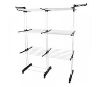 Étendoir Linge Intérieur, Grande Tour de Séchage Pliable, Pieds Rabattables, Séchoir à Linge Extensible 170 cm Noir et Blanc