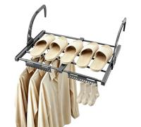 Étendoir Linge Mural Pliable Réglable 38-55cm Intérieur Extérieur | Design rabattable gain de place. Convient pour balcon, radiateur et utilisation domestique.