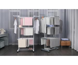 Étendoir multifonction Herzberg 20 m : Blanc - Noir