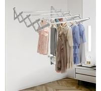 Étendoir Mural Pliable - étendoir à vêtements et Porte-Serviettes Extensible, Solution Gain de Place pour Un séchage Efficace du Linge en intérieur/extérieur.
