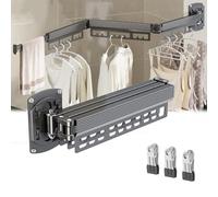 Étendoir mural pliable multifonctionnel en aluminium pour intérieur et extérieur avec cintres rotatifs 360° pour balcon