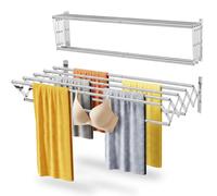 Étendoir mural - Rétractable - 7 barres - Inox - 60 x 52 x 18,5 cm