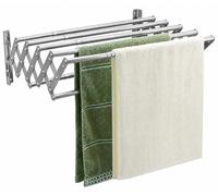 Étendoir mural rétractable - Inox - 42 à 80 cm - 7 barres - Intérieur et extérieur