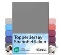 etérea Jersey Topper Drap Housse 140x200-160x200 cm Gris Epaisseur 5-10 cm - 100% Coton - Oekotex Drap-Housse Matelas Lit Housse de Couette - draps-de-lit 140x200cm - 160x200cm Grey