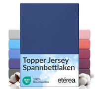 etérea Jersey Topper Drap Housse 140x200-160x200 cm Marine Epaisseur 5-10 cm - 100% Coton - Oekotex Drap-Housse Matelas Lit Housse de Couette - draps-de-lit 140x200cm - 160x200cm Bleu