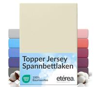 etérea Jersey Topper Drap Housse 140x200-160x200 cm Nature Epaisseur 5-10 cm - 100% Coton - Oekotex Drap-Housse Matelas Lit Housse de Couette - draps-de-lit 140x200cm - 160x200cm crème