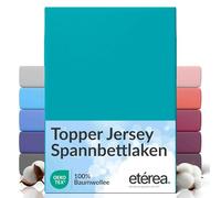 etérea Jersey Topper Drap Housse 140x200-160x200 cm Océan Epaisseur 5-10 cm - 100% Coton - Oekotex Drap-Housse Matelas Lit Housse de Couette - draps-de-lit 140x200cm - 160x200cm Turquoise