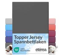 etérea Jersey Topper Drap Housse 180x200-200x200 cm Anthracite Epaisseur 5-10 cm - 100% Coton - Oekotex Drap-Housse Matelas Lit Housse de Couette - draps-de-lit 180x200cm - 200x200cm Gris