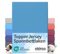 etérea Jersey Topper Drap Housse 180x200-200x200 cm Bleu Clair Epaisseur 5-10 cm - 100% Coton - Oekotex Drap-Housse Matelas Lit Housse de Couette - draps-de-lit 180x200cm - 200x200cm Blue