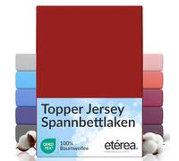 etérea Jersey Topper Drap Housse 180x200-200x200 cm Cerise Epaisseur 5-10 cm - 100% Coton - Oekotex Drap-Housse Matelas Lit Housse de Couette - draps-de-lit 180x200cm - 200x200cm Rouge