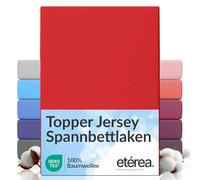 etérea Jersey Topper Drap Housse 180x200-200x200 cm Rouge Epaisseur 5-10 cm - 100% Coton - Oekotex Drap-Housse Matelas Lit Housse de Couette - draps-de-lit 180x200cm - 200x200cm Red
