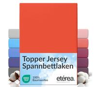 etérea Jersey Topper Drap Housse 180x200-200x200 cm Terracota Epaisseur 5-10 cm - 100% Coton - Oekotex Drap-Housse Matelas Lit Housse de Couette - draps-de-lit 180x200cm - 200x200cm Orange