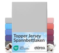 etérea Jersey Topper Drap Housse 200x200-200x220cm Argent Epaisseur 5-10 cm - 100% Coton - Oekotex Drap-Housse Matelas Lit Housse de Couette - draps-de-lit 200x200cm - 200x220cm Gris Clair