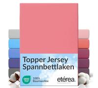 etérea Jersey Topper Drap Housse 200x200-200x220cm Rose Epaisseur 5-10 cm - 100% Coton - Oekotex Drap-Housse Matelas Lit Housse de Couette - draps-de-lit 200x200cm - 200x220cm Rosé