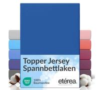 etérea Jersey Topper Drap Housse 90x200-100x200 cm Bleu Epaisseur 5-10 cm - 100% Coton - Oekotex Drap-Housse Matelas Lit Housse de Couette - draps-de-lit 90x200cm - 100x200cm Blue