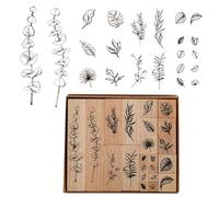Eterspr 22 Pièces Plante Jeu de Tampons, Tampon Bois Tampon, pour Lettre, Faire des Cartes, Journaling, Album Photos et Les Emballages Cade