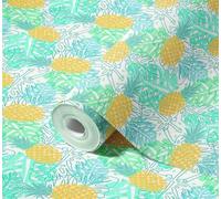 Ethereval Renovation Murale Meuble Ananas Tropical Naturel 45x500cm | Couche vinylique renforcee, resistante a l'eau et a l'huile. Ideal pour renovation de meubles et placards.