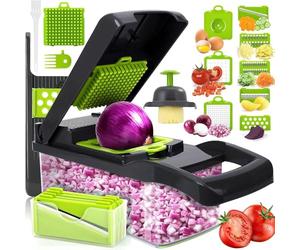 Etievort Coupe Legumes Multifonctions,16 en 1 Mandoline Cuisine,Coupe Legumes Manuel,Mandoline Multifonctions,Decoupe Legumes 7 Lames Réglable,Coupe Oignon pour Oignons Tomates Carotte Concombre