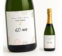 Étiquette de Bouteille Personnalisée - Anniversaire, reraite, Félicitations - Etiquette Vin Champagne Mousseux Bière - Cadeau Original pour Famille et Amis (60 ans)