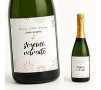 Étiquette de Bouteille Personnalisée - Anniversaire, retraite, Félicitations - Etiquette Vin Champagne Mousseux Bière - Cadeau Original pour Famille et Amis (Joyeuse retraite)