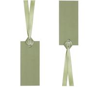 Etiquette/Marque-place rectangle avec ruban vert Olive/Sauge (x12) REF/3312