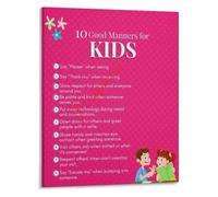 Etiquette Poster Kids Manners Classroom Art | Table setting napkin use chewing with mouth closed elbows off table ask to leave(Unframed,16x24inch(40x60cm))