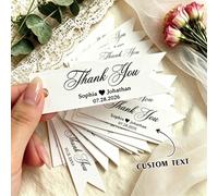 Étiquettes cadeaux personnalisées, étiquettes de faveurs de mariage | Étiquettes de ruban blanc minimalistes, peuvent imprimer les noms du couple + date de mariage, convient pour les sacs cadeaux/déco