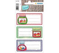 HERMA 3766 Lot de 12 étiquettes pour confiture, bocaux de confiture, 76 x 35 mm, 12 autocollants, papier, mats, autocollants permanents pour bocaux, bouteilles et pots à épices, multicolores