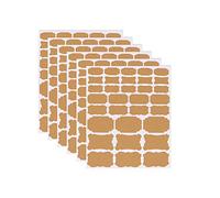 Étiquettes Kraft Auto-adhésif en Papier, Taille Assortie, pour Tableau Noir, Maison, Bocaux Mason, Cadeau - 6 Feuilles (192pcs)