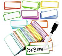 Étiquettes magnétiques réinscriptibles, 80 pièces, 8 couleurs, aimants pour tableau blanc, tableaux magnétiques 80 x 30 mm, aimants réinscriptibles pour réfrigérateur, cartes magnétiques effaçables, a