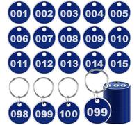 Étiquettes pour clés - 100 pièces de porte-clés métalliques bleus - Pour organiser et ranger vos clés