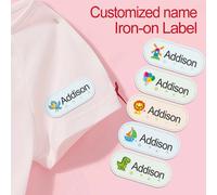 Étiquettes scolaires imperméables personnalisées pour enfants - Options d'étiquettes nominatives à repasser pour l'école, autocollants personnalisés durables pour uniformes 30pcs