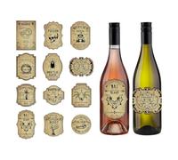 Étiquettes Vin 12 Pièces Marque-Boisson Autocollants Vintage Effrayants
