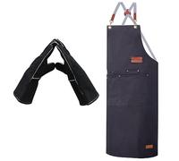 ETLEE Tablier de barbecue réglable avec poches pratiques et gants de barbecue résistants à la chaleur - Ensemble de gants de barbecue idéal pour le barbecue et la cuisine - Tablier de cuisine noir