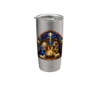 Étoile de la Nativité Sainte Famille Cathédrale Art mosaïque avec agneaux Gobelet isotherme en acier inoxydable double paroi