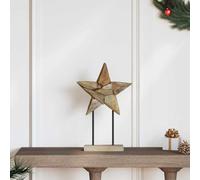 Étoile de Noël design marron 30 x 5 x 45 cm teck massif 2025NEU4896516