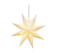 Étoile de Noël en papier à suspendre - Environ 45 cm de diamètre - Avec guirlande lumineuse à 10 LED - Fonctionne avec piles - Pliable - Étoile lumineuse idéale comme décoration de fenêtre (blanc)