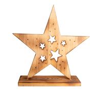 Étoile de Noël LED Décoration en bois X-Mas Lampe décorative de Noël, pile, minuterie, blanc chaud, LxH 48x49 cm