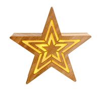 Étoile de Noël LED Décoration en bois X-Mas Lampe décorative de Noël, pile, minuterie, blanc chaud, LxH 24x23 cm