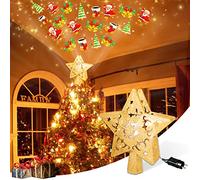 Étoile Lumineuse pour Cime de Sapin de Noël - Projecteur LED Rotatif, Cimier et Sommet de l'Arbre pour Décoration