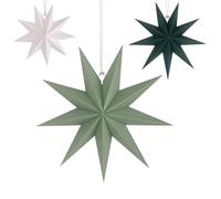 Etoile Noel Papier 40 cm＆30 cm＆25cm -Vert Foncé Vert Clair Blanc étoile 9 Branches Etoile de Noel a Suspendre étoile Papier Décoration Noël pour Décorations Suspension Noël Boule Noëls Set Décoration
