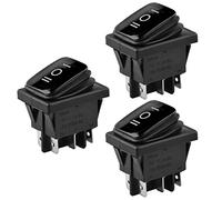 ETOPARS 3 Pièces Interrupteur à Bascule Rond de Voiture Noir 16A/250V 20A/125V Bouton de Commutateur Momentané ON OFF ON 6 Broches DPDT Étanche Auto Bateau