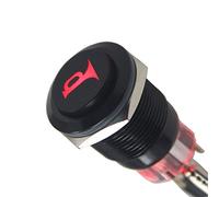 ETOPARS Boîtier Noir 19mm 12V 5A Rouge Lumière La Flèche 12V Bouton Poussoir Démarrage Voiture Interrupteur Momentané Intérieure 5 Broches